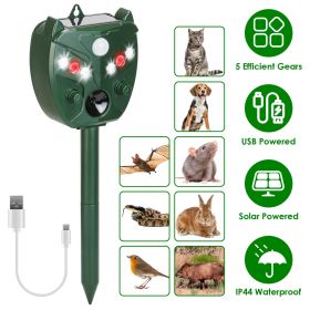 Ultrasonic Solar Animal Repeller Outdoor Mole Snake Squirrel Mouse Chaser Waterproof Bird Deer Dog Cat Deterrent with 5 Gears for Farm Garden Yar