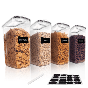 Set of 4, Airtight Food Storage Containers, 135.2 fl oz, Black