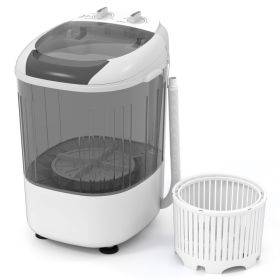 Portable Mini Semi-automatic Washing Machine with Spin Tub and Drain Hose 2.5 kg Capacity (Color: Gray)