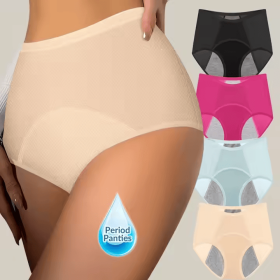 4 Pack Sets Waterproof Ladies Panti Knickers Breathable Reusable Period Panties for Women's (Color: 4 Pack multi color, size: XL)